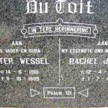 TOIT Pieter Wessel, du 1910-1989 &amp; Rachel Jacoba 1909-1980