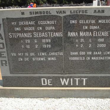 WITT Stephanus Sebasteanus, de 1899-1978 &amp; Anna Maria Elizabeth 1910-2000