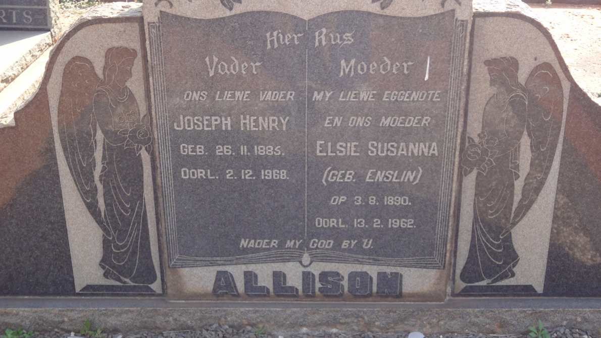 ALLISON Joseph Henry 1885-1968 &amp; Elsie Susanna ENSLIN 1890-1962