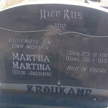 KROUKAMP Martha Martina nee JACOBS 1911-1959