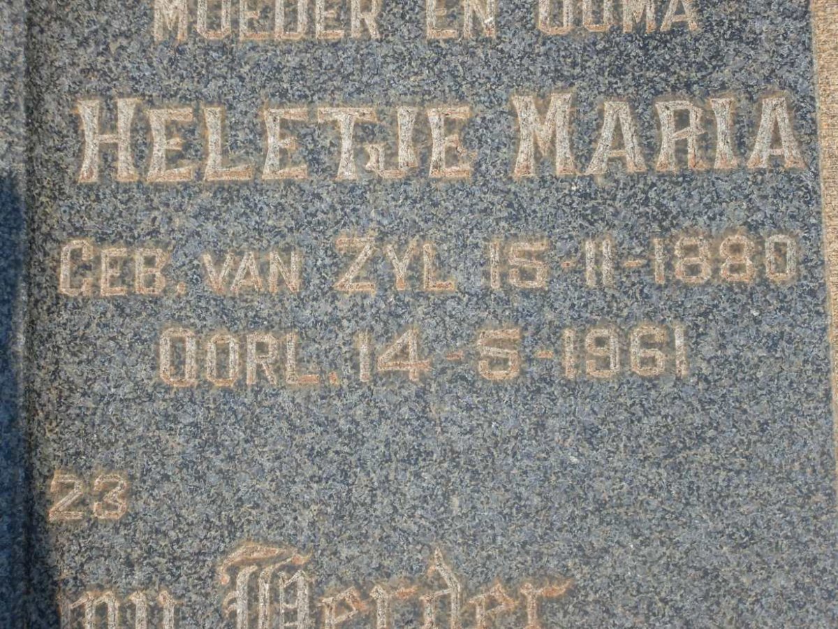 BESTER Heletje Maria nee VAN ZYL 1880-1961