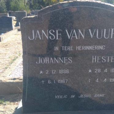 VUUREN Johannes, Janse van 1886-1967 &amp; Hester 1889-1976