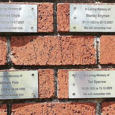 GEYLE Ambrose 1920-2007 :: SNYMAN Stanley 1923-2007 :: POLE William 1918-1996 :: SPARROW Ted 1925-2009