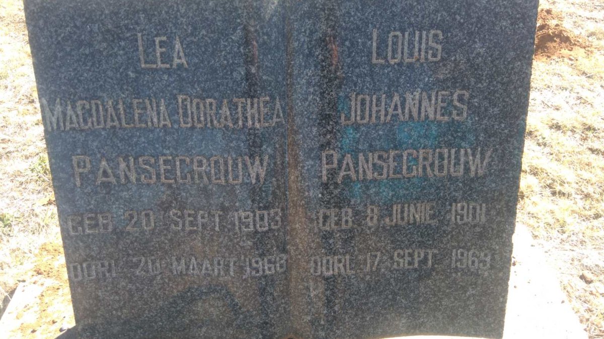 PANSEGROUW Louis Johannes 1901-1969 &amp; Lea Magdalena Dorathea 1903-1968