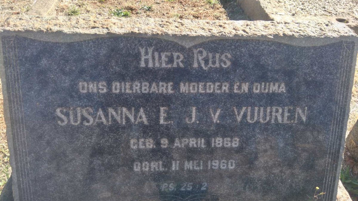 VUUREN Susanna E., J. v. 1868-1960