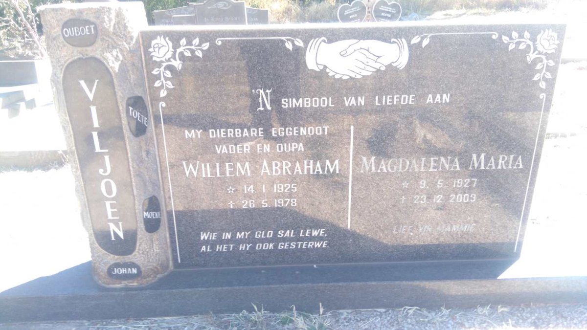 VILJOEN Willem Abraham 1925-1978 &amp; Magdalena Maria 1927-2003