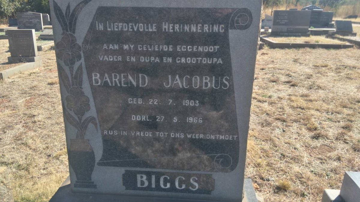 BIGGS Barend Jacobus 1903-1966