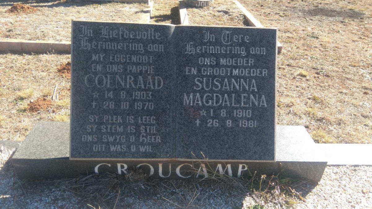 CROUCAMP Coenraad 1903-1970 &amp; Susanna Magdalena 1910-1981