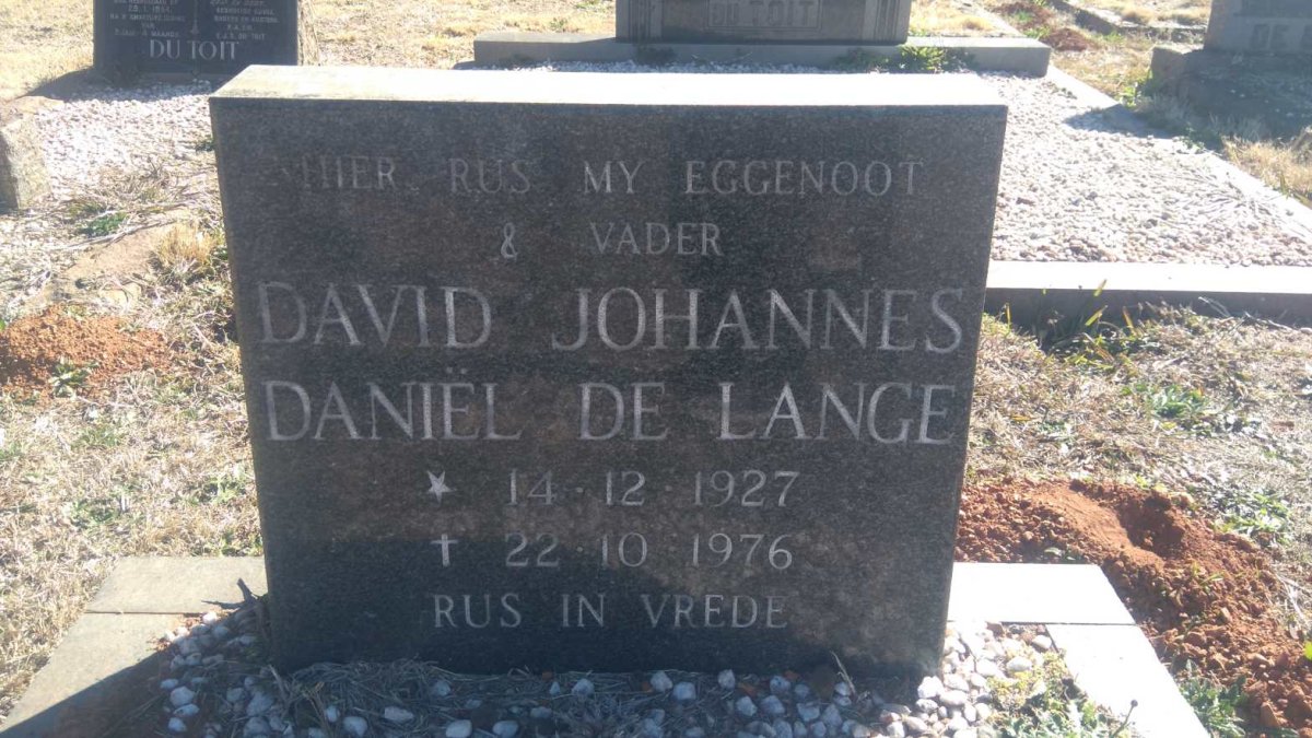 LANGE David Johannes Daniël, de 1927-1976