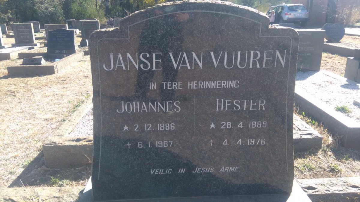 VUUREN Johannes, Janse van 1886-1967 &amp; Hester 1889-1976