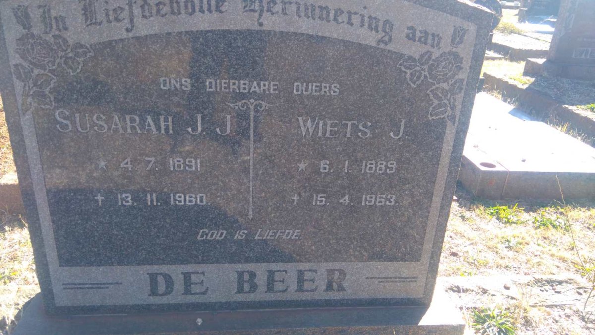 BEER Wiets J., de 1889-1963 &amp; Susarah J.J. 1891-1960