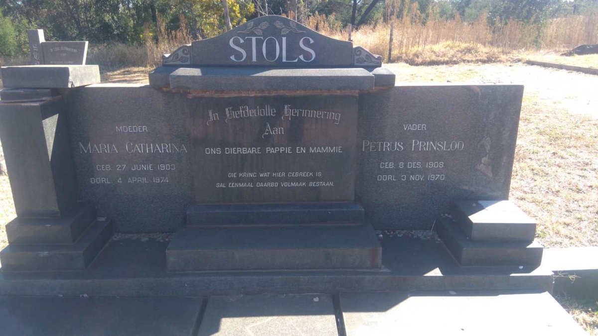 STOLS Petrus Prinsloo 1908-1970 &amp; Maria Catharina 1903-1974