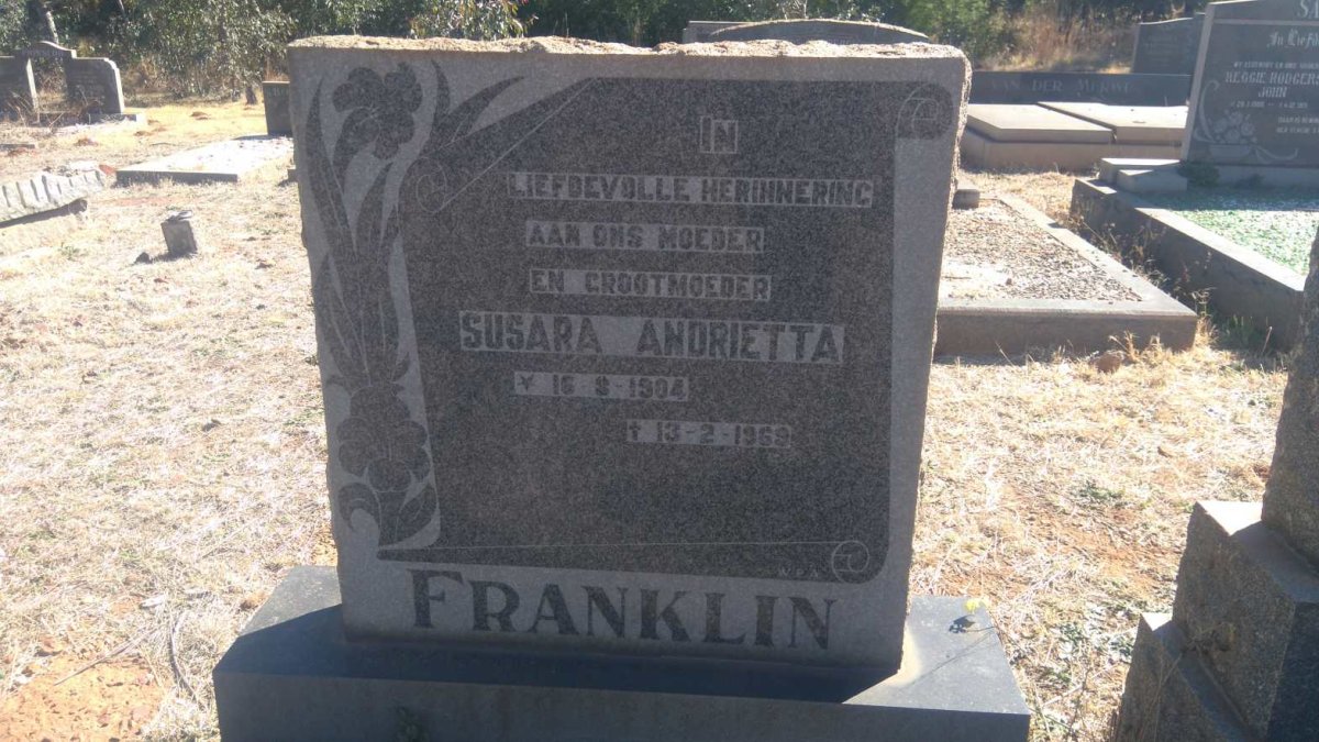 FRANKLIN Susara Andrietta 1904-1969