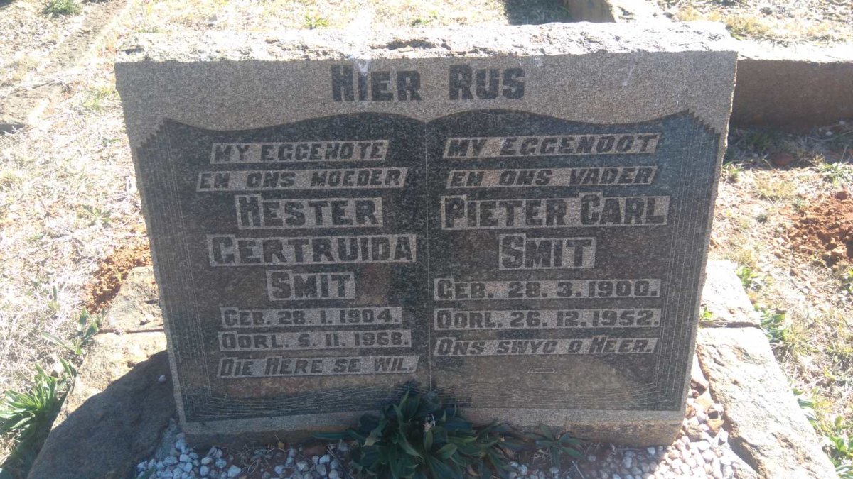 SMIT Pieter Carl 1900-1952 &amp; Hester Gertruida 1904-1968