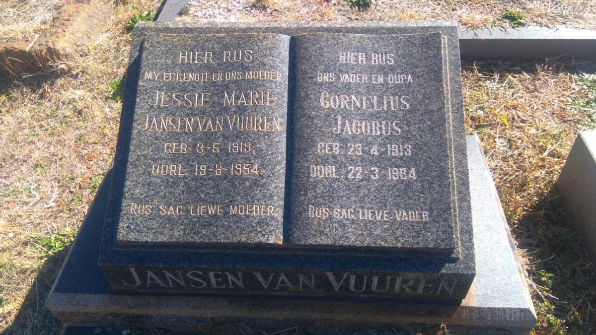 VUUREN Cornelius Jacobus, Jansen van 1913-1984 &amp; Jessie Marie 1919-1954