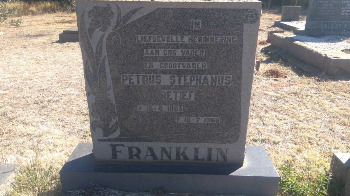 FRANKLIN Petrus Stephanus Retief 1905-1968