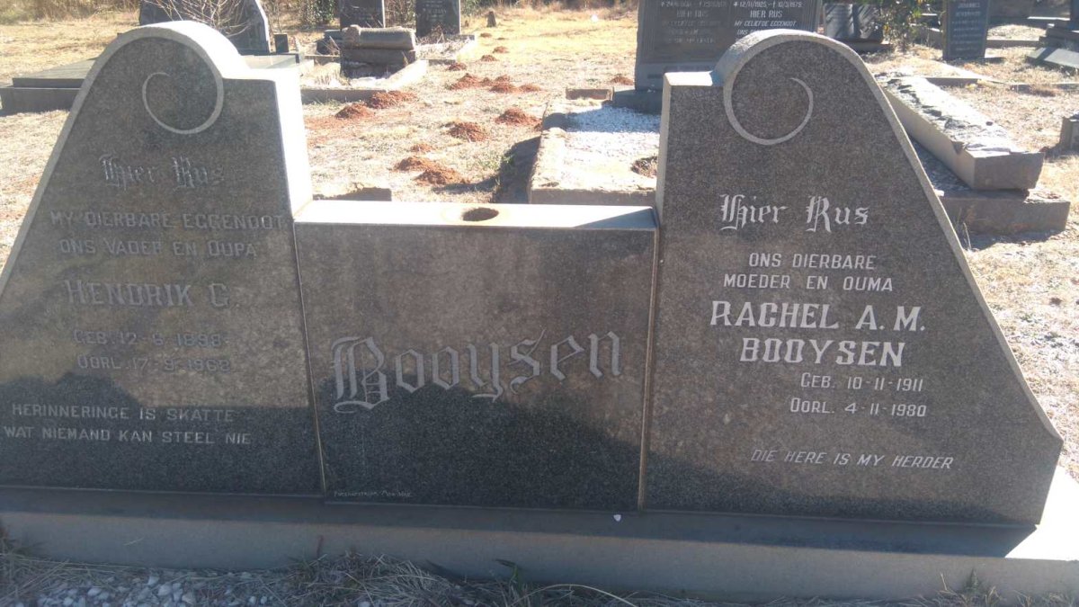 BOOYSEN Hendrik G. 1898-196? &amp; Rachel A.M. 1911-1980