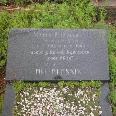 PLESSIS Maria Elizabeth, du nee DE VILLIERS 1913-1985