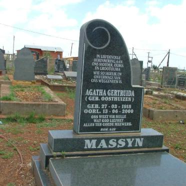 MASSYN Agatha Gertruida nee OOSTHUIZEN 1918-2000