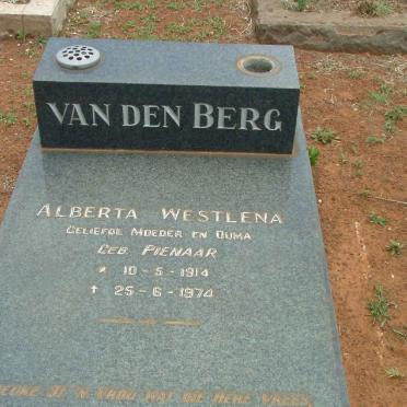 BERG Alberta Westlena, van den nee PIENAAR 1914-1974
