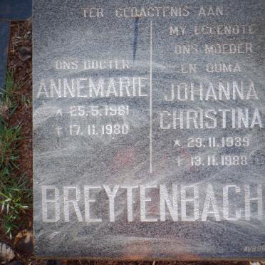 BREYTENBACH Johanna Christina 1939-1988 :: BREYTENBACH Annemarie 1961-1980