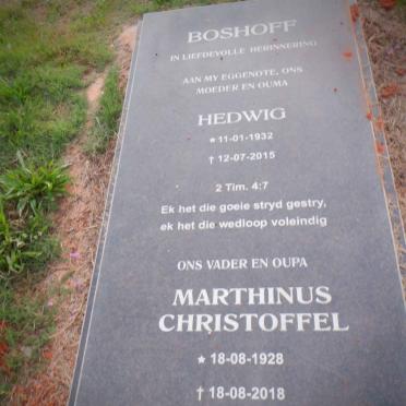 BOSHOFF Marthinus Christoffel 1928-2018 &amp; Hedwig 1932-2015