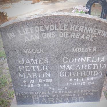 BARNARD James Peter Martin 1929-1985 &amp; Cornelia Magaretha Gertruida 1934-1984