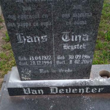 DEVENTER Hans, van 1922-1994 &amp; Tina HEYSTEK 1916-2003