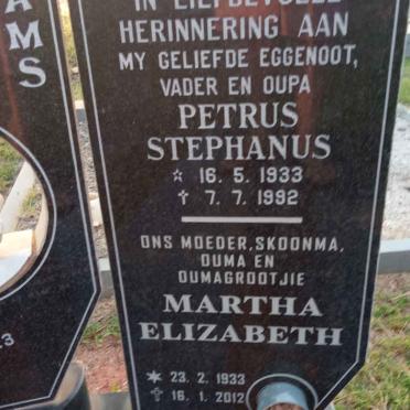 GRABIE Petrus Stephanus 1933-1992 &amp; Martha Elizabeth 1933-2012