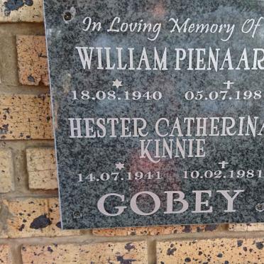 GOBEY William Pienaar 1940-1981 &amp; Hester Catharina KINNIE 1941-1981