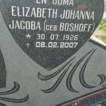 JONKER Elizabeth Johanna Jacoba nee BOSHOFF 1926-2007