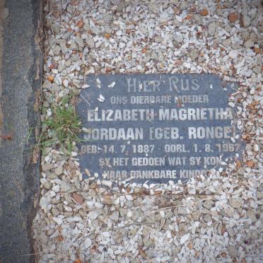 JORDAAN Elizabeth Magrietha nee RONGE 1887-1967