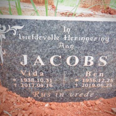 JACOBS Ben 1936-2019 &amp; Vida 1938-2017