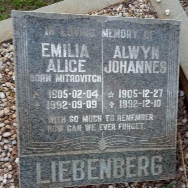 LIEBENBERG Alwyn Johannes 1905-1992 &amp; Emilia Alice MITROVITCH 1905-1992
