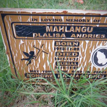 MAHLANGU Dlalisa Andries 1958-2015