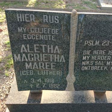 MAREE Barend Johannes 1913-1988 &amp; Aletha Magrietha LUTHER 1918-1982