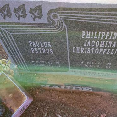 NAUDÉ Paulus Petrus 1927-2006 &amp; Philippina Jacomina Christoffelina 1934-2003