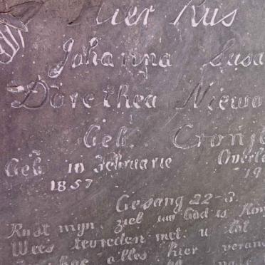 NIEWOUDT Johanna Susanna Dorethea nee CRONJE 1857-1937