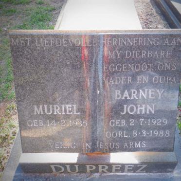 PREEZ Barney John, du 1929-1988 &amp; Muriel 1935-