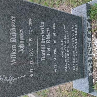 PRINSLOO Willem Balthazer Johannes 1905-1994 &amp; Daniel Frederika RIEKERT 1914-1998