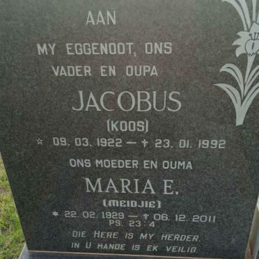 PIETERS Jacobus 1922-1992 &amp; Maria E. 1928-2011