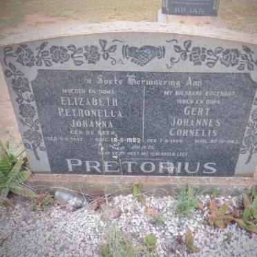 PRETORIUS Gert Johannes Cornelis 1889-1963 &amp; Elizabeth Petronella Johanna DE BEER 1907-1982