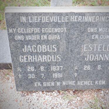 ROUX Jacobus Gerhardus, le 1937-1991 &amp; Estelle Joanna 1938-