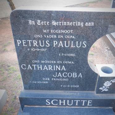 SCHUTTE Petrus Paulus 1917-1986 &amp; Catharina Jacoba PRINSLOO 1919-2005