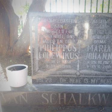 SCHALKWYK Philippus Lodewikus, van 1923-1989 &amp; Maria Johanna 1927-2001