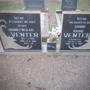 VENTER Johannes Nicolaas 1908-1969 &amp; Johanna Adriana KNOETZE 1912-1997