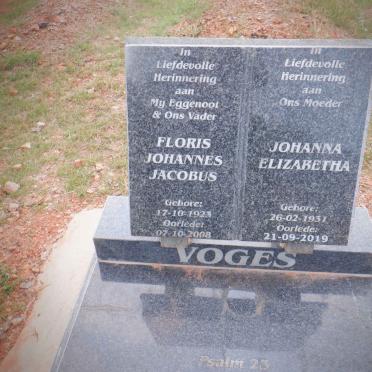 VOGES Floris Johannes Jacobus 1923-2008 &amp; Johanna Elizabetha 1931-2019