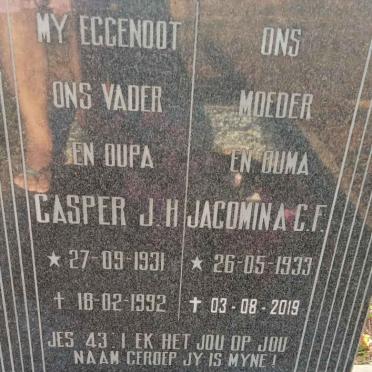 VORSTER Casper J.H. 1931-1992 &amp; Jacomina C.F. 1933-2019