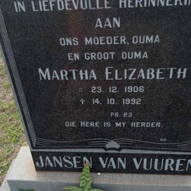 VUUREN Martha Elizabeth, Jansen van 1906-1992