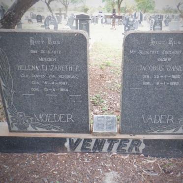 VENTER Jacobus Daniel 1880-1983 &amp; Helena Elizabeth P. JANSEN VAN RENSBURG 1887-1984